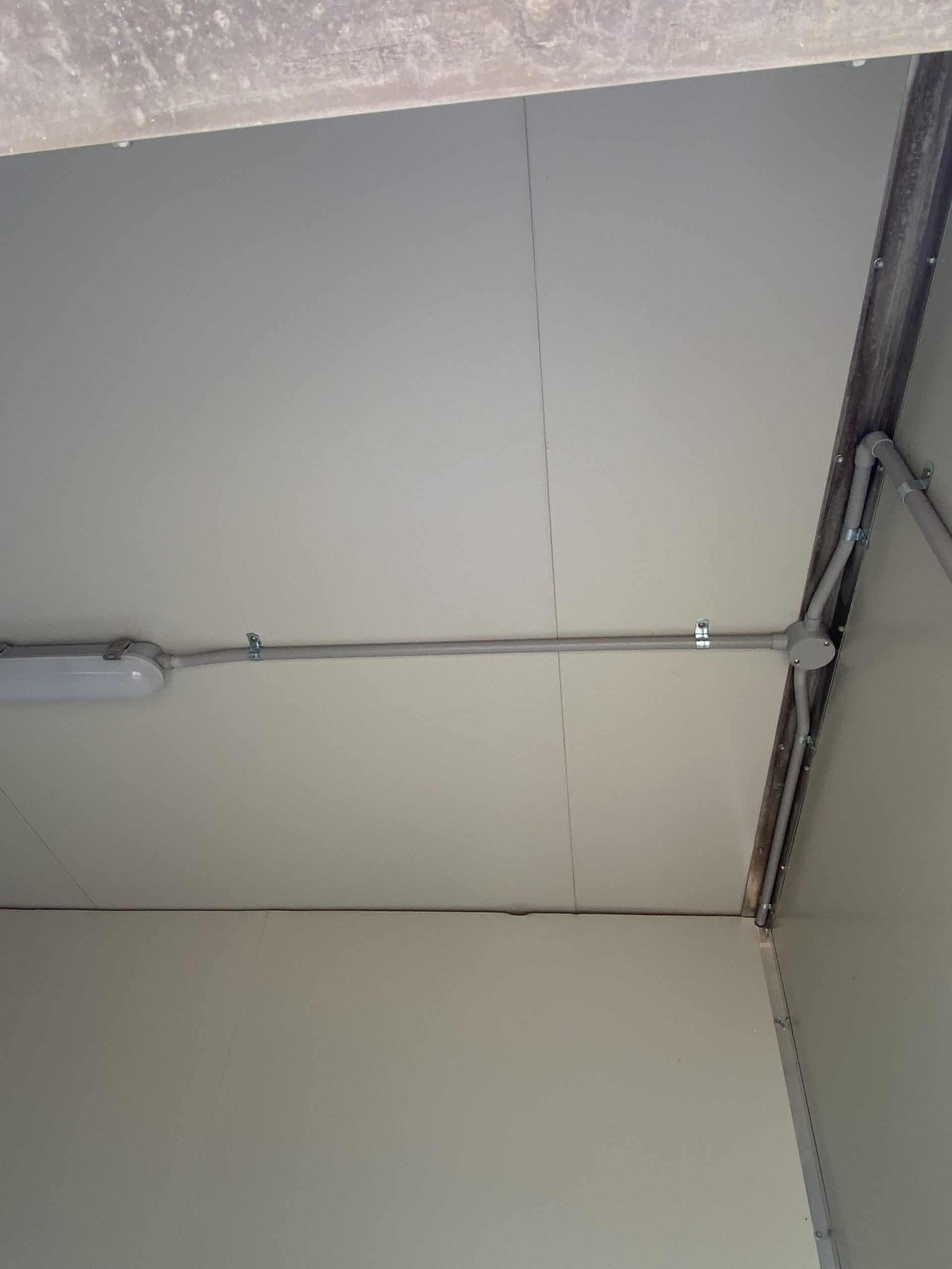 wiring installation on ceiling in kitchen